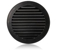 125mm Griglia Ventilazione in Plastica ABS Nera con Zanzariera - Griglie Aerazione Rotonde