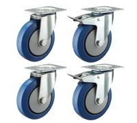 125mm Volo Custodia Rotelle - Resistente, Elastico Gomma 150kg - Set Di 4