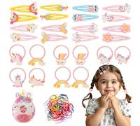 126 Pezzi Accessori per Capelli per Ragazze, elastici per Capelli Unicorno, accessori per Capelli Arcobaleno con Legami per Capelli Colorati, corde per Capelli Cartone Animato per Bambini Accessori