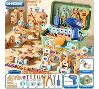 126 pezzi Set di attrezzi da costruzione per bambini, include cacciavite elettrico, viti, tavole, ruote e altri attrezzi, adatto per bambini da 3 a 8 anni, giocattolo educativo STEM 126 pezzi [con tra