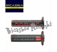 12723 - COPPIA MANOPOLE DOMINO A360 NERO ROSSO OFF ROAD LUNGHEZZA 120 MM