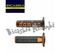12725 - COPPIA MANOPOLE DOMINO A360 NERO ARANCIONE OFF ROAD LUNGHEZZA 120 MM