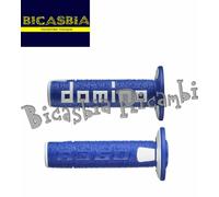 12728 - COPPIA MANOPOLE DOMINO A360 BLU BIANCO OFF ROAD LUNGHEZZA 120 MM