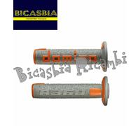 12729 - COPPIA MANOPOLE DOMINO A360 GRIGIO ARANCIONE OFF ROAD LUNGHEZZA 120 MM