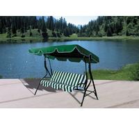DONDOLO IN ACCIAIO A 3 POSTI 170x110x153 CON CUSCINI TELO COPERTURA VERDE RIGHE
