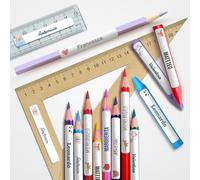 128 Etichette Adesive Personalizzate per Bambini Sticker Nome per Scuola PET Ecologico Etichette Colorate 51x7mm per Penne, Quaderni, Matite, Libri - Design personalizzabile (Bianco, 128 pezzi)