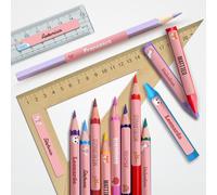128 Etichette Adesive Personalizzate per Bambini Sticker Nome per Scuola PET Ecologico Etichette Colorate 51x7mm per Penne, Quaderni, Matite, Libri - Design personalizzabile (Rosa, 256 pezzi)