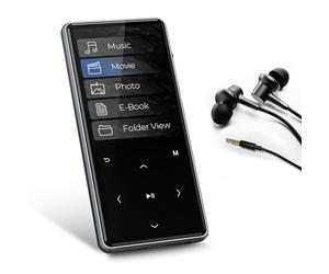 128GB Portable MP3 Player with Bluetooth 5.0, 2.4" Srceen Music Player Built in Speaker, Mini Voice Recorder with 64GB Micro SD Card, Touch Buttons, Voice Recorder, E-Book, Earphones Black