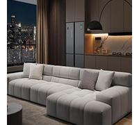 129.9 "Divano componibile con chaise longue a forma di L, moderno divano modulare confortevole con seduta profonda, divani imbottiti in tessuto smerigliato divano letto chaise longue per soggiorno