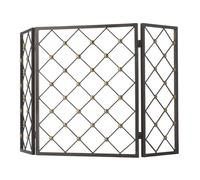 129 cm di larghezza x 78 cm di altezza, 3 pannelli pieghevoli in ferro, griglia metallica a diamante, protezione moderna decorativa per camino, nero