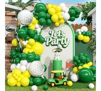 129 pz Verde Giallo Bianco Palloncino Arco Kit con Foil Verde Scuro e Giallo Palloncini per Decorazioni per Festa di Compleanno