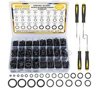 1290 Pezzi O-ring Assortimento Kit, 24 misure Guarnizioni O Ring di Tenuta Pressione in Gomma con 4 Pezzi Pick & Hook Tool, Oring Anelli per Tubo Flessibile, Rubinetti, Automotive, Aria e Gas