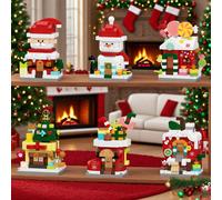 1292 pezzi Set di blocchi da costruzione natalizi, include pupazzo di neve, Babbo Natale, casa dell'albero di Natale, calza di Natale, casa della mela, casa dei dolci, set creativo di blocchi da costr