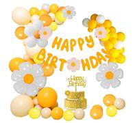 129pezzi Daisy Balloon Arch Garland Kit Daisy Party Decorazioni Bianco Giallo Arancione Boho Palloncino Ghirlanda Margherita Fiore Buon Compleanno Banner per Daisy Theme Matrimonio Festa di Compleanno