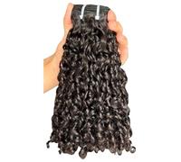 12A Double Weft Pixie Bouncy Curly Human Hair 1 Bundle Burmese Unprocessed Brazilian Raw Virgin Hair Quick Weave Extensions Natural Color Quick Weave(10 Inch)
