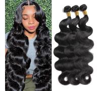 12A - Set di capelli umani 14 16 18 pollici set per il corpo Wave 100% vergine brasiliano non trasformato 3 confezioni di veri capelli umani ondulati neri naturali per le donne