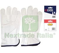 12BLISTER GUANTI DA LAVORO IN PELLE BOVINA BIANCO TG.8: