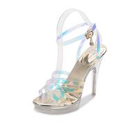 12cm Nuovi Tacchi Alti - Sandali di Moda in Vetro Che cambiano Colore - Sandali di Moda - Luce Scarpe da Donna con Tacco Alto di Lusso,d'oro,39 EU