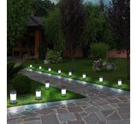 12er Set LED Acciaio Inox Lampadine a Spina Lampada Giardino Lampione Solare