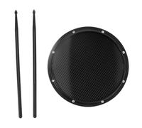 12in Drum Pad Percussion Training Pad, Carbon Fiber Drumhead with Non - Slip Base, Shock - Absorbent Practice Mat with 2 Drumsticks for Beginners and Drummers (Nera)