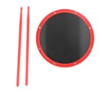 12in Drum Pad Percussion Training Pad, Carbon Fiber Drumhead with Non - Slip Base, Shock - Absorbent Practice Mat with 2 Drumsticks for Beginners and Drummers (Rossa)