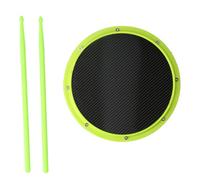 12in Drum Pad Percussion Training Pad, Carbon Fiber Drumhead with Non - Slip Base, Shock - Absorbent Practice Mat with 2 Drumsticks for Beginners and Drummers (Verde fluorescente)