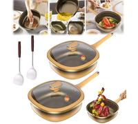 12in Titanium Alloy Non-Stick Pot with Lid, Multi-Purpose Deep Saute Pan, Easy Cleanup Durable Frying Pans for Frying Eggs, Stir-frying, Stewing, Braising and Other Cooking Methods