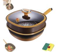 12in Titanium Alloy Non-Stick Pot with Lid, Multi-purpose Large Capacity Deep Saute Pan with Steamer Basket Stay-Cool Handles for Cooking, Frying, Baking on Gas, Electric (with steamer)