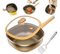 12in Titanium Alloy Non-stick Pot with Lid, Non Stick Frying Pan, Titanium Pans for Cooking, Ergonomic Stay-Cool Handles, for Frying Eggs, Stir-frying, Stewing, Braising, Baking (no steamer)