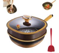 12in Titanium Alloy Non-Stick Pot with Lid, Non Stick Frying Pans, for Frying Stir-frying Stewing Braising Cooking Methods (Pot + Lid + Steamer)