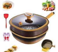 12in Titanium Alloy Non-Stick Pot with Lid, Non Stick Frying Pans, Multi-Purpose Deep Saute Pan with Steamer Basket, for Frying Stir-frying Stewing Cooking Methods (Pot+Lid+Steamer)