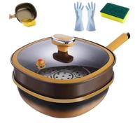 12in Titanium Alloy Non-Stick Pot with Lid,Titanium Non Stick Pans for Cooking,Woks & Stir-Fry Pan Nonstick for Frying Eggs/Stir-frying/Stewing/Braising (Pot+Lid+Steamer)