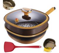 12in Titanium Alloy Non-Stick Pot with Lid, Titanium Pans for Cooking, Non-stick Cooking, 20cm Heat-Resistant Handle, for Frying Stir-frying Stewing Braising Cooking Methods (Pot + Lid + Steamer)