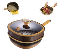 12in Titanium Alloy Non-Stick Pot with Lid,Titanium Pans for Cooking Non Stick Frying Lids With Ergonomic Stay-Cool Handlesfor, Stir-frying, Stewing, Braising and Other (Pot+Lid+Steamer)
