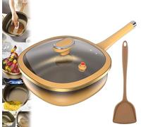 12in Titanium Alloy Non-stick Pot with Lid, Titanium Pans for Cooking, Non-stick Frying Pan Set with Steamer, for Frying, Stir-frying, Stewing and Other Cooking Methods (Standard)