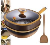 12in Titanium Alloy Non-stick Pot with Lid, Titanium Pans for Cooking, Non-stick Frying Pan Set with Steamer, for Frying, Stir-frying, Stewing and Other Cooking Methods (With steamer)