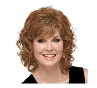 12inch Women Synthetic Hair Wigs Short Curly with Bangs Shoulder Length Wig(Drak blonde)
