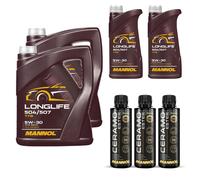 12L MANNOL Olio Motore LONGLIFE 504/507 5W-30 Inclusi 3x Additivi Ceramo Ester