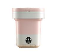 12L Mini Folding Washing Machine Portable Camping Spinner Drain Basket for Underwear, Baby Clothing, Travel, RV (Pink)