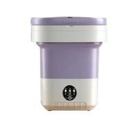12L Mini Folding Washing Machine Portable Camping Spinner Drain Basket for Underwear, Baby Clothing, Travel, RV (Purple)