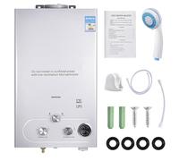 12LPM - Scaldacqua istantaneo a gas, 24 kW, con pressione dell'acqua super bassa, 0,2 bar, funzionamento con per casa, camper, cabine fienili, doccia e uso quotidiano, colore: argento