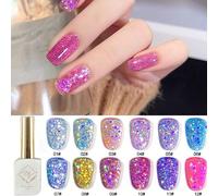 12ml Smalto gel per unghie di colore rosa e blu, con riflessi scintillanti e colori cangianti ad effetto nebulosa, la nuova moda primavera/estate 2025 per saloni di bellezza e uso domestico, ideale pe