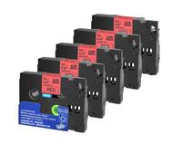12mm 5/10pk 231 etichetta nastro compatibile con TZE-231 TZE231 221 241 335 PTH110 Etichetta stampante(Black on Red-5PK)