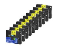 12mm 5/10pk 231 etichetta nastro compatibile con TZE-231 TZE231 221 241 335 PTH110 Etichetta stampante(Black on Yellow-10PK)