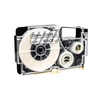 12mm Black su cartuccia a nastro etichetta trasparente compatibile con etichetta XR-12X KL-60L KL 880 KL-70E KL-100E