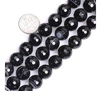 12mm Onice Nero Agata Sfaccettata Pietra Naturale Perlina Rotonda Semi Preziosa Gemma Sfusa Perline per la Creazione di Gioielli Filo di Perline 38,1 cm Filo di Perline Fai Da Te Fatti A Mano