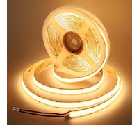 12mm Striscia LED COB 5 Metri, Continuo e Senza punti con 2 File, 600 LED/m, 24v, 24w/m, 90 lm/w, CRI 92+, Striscia LED Bianco Caldo per Industriale e Commerciale (senza alimentatore), 3000K