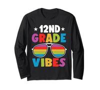 12nd Grade Back To School Sunglasses Vibes Retro First Day Maglia a Manica