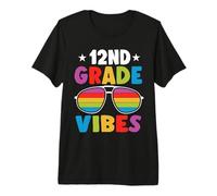 12nd Grade Back To School Sunglasses Vibes Retro First Day Maglietta Premium
