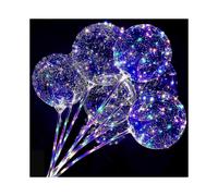 12Pack Reusable LED Balloons, Clear Light Up Balloons with Sticks + Air Pump, Helium Balloons Glow in the Dark Balloons, Colorful Party Balloon S